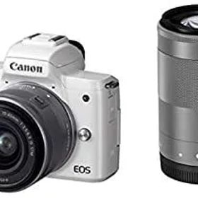 【中古】 Canon キャノン ミラーレス一眼カメラ EOS Kiss M ダブルズームキット ホワイト EOSKISSMWH-WZK