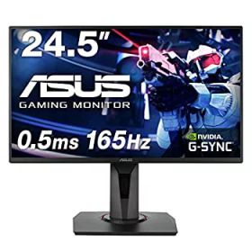 【中古】［状態良好］ASUS ゲーミングモニター VG258QR-J 24.5インチ/フルHD/0.5ms/165Hz/G-SYNC Compatible/FreeSync/HDMI,DP,DVI/高さ調整 縦回転/スピーカー/国内