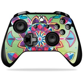 MightySkins Microsoft Xbox One X コントローラー 用ビニールスキン「Fish Mandala」保護デカールラップ 着脱簡単