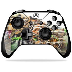 MightySkins Microsoft Xbox One X コントローラー 用ビニールスキン「Tiger Eyes」保護デカールラップ 着脱簡単