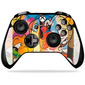 MightySkins Microsoft Xbox One X コントローラー 用ビニールスキン「Cartoon Smiles」保護デカールラップ 着脱簡単