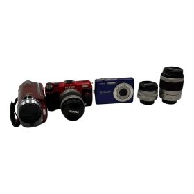 ■PENTAX Q10 レッド ダブルレンズセット CASIO EX-Z700 ブルー JVC Everio GZ-HM570-R ビデオカメラ まとめ2516714,2516714