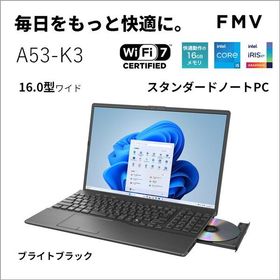 富士通 FMVA53K3BA ブライトブラック FMV Note A A53-K3 ノートパソコン 16型 / Win11 Home / DVDスーパーマルチ / Office搭載