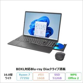 富士通 FMV A77-K3 ノートPC FMVA77K3BY Windows11 Office付き Ryzen 7 7735U 16GB SSD512GB 16.0インチ Blu-ray対応 再生品Sランク