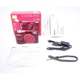 【極上品】ニコン Nikon デジタルカメラ COOLPIX L32 レッド 2005万画素 乾電池タイプ [W2605076A]