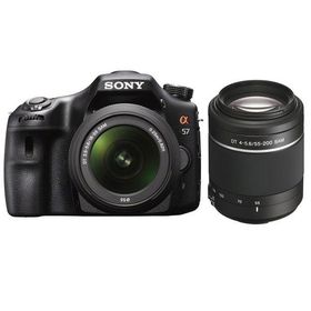 中古 １年保証 美品 SONY α57 ダブルズームキット DT 18-55mm ＋ DT 55-200mm [SLT-A57Y]