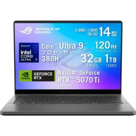 ゲーミングノート ROG Zephyrus G14 GU405AR-U9R5070TIG [14型 /Core Ultra 9 386H /RTX5070Ti /RAM:32GB /SSD:1TB /Windows 11 Home /エクリプスグレー]