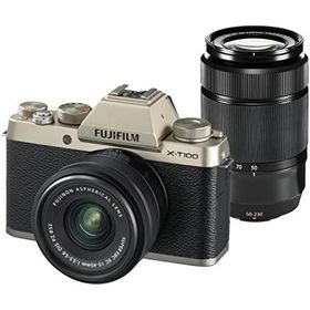 FUJIFILM X-T100ダブルズームレンズキット ズームレンズキット ゴールド 良品 動作確認済み 1ヶ月保証付 小型軽量 ミラーレス