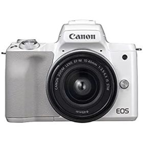 【中古】 キャノン EOS Kiss M レンズキット EF-M15-45 IS STM ホワイト ミラーレス一眼カメラ EOSKISSMWH1545ISLK