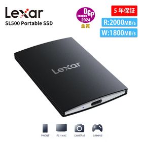 【正規代理店】Lexar SL500 ポータブル SSD 外付け 1TB 2TB SSD USB 3.2 Gen 2x2 高性能 R:2000MB/s W:1800MB/s 高耐久 Apple Pro Res 録画 PC Mac Android デバイス 外付けストレージ iPhone PS5 SSD増設 スマホ a USB Type-C ssd ドライブ ハードディスク レキサー5年保証