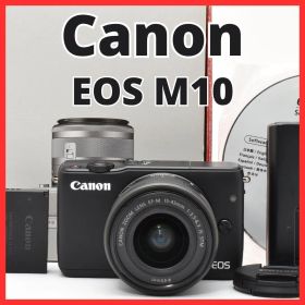 F12[7979]30★極美品★ キヤノン Canon EOS M10 ボディ 15-45mm レンズキット ブラック
