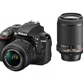 【中古】(非常に良い)Nikon デジタル一眼レフカメラ D3300 ダブルズームキット ブラック D3300WZBK