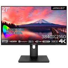 JAPANNEXT JN-IPS273UHDR-C65W 液晶ディスプレイ 27型/ 3840×2160/ DP×1、HDMI×1、USB Type-C×1/ ブラック/ スピーカ…