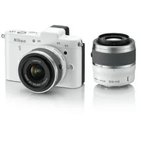 【中古】 Nikon ミラーレス一眼カメラ Nikon 1 (ニコンワン) V1 (ブイワン) ダブルズームキット ホワイト N1 V1WZ WH