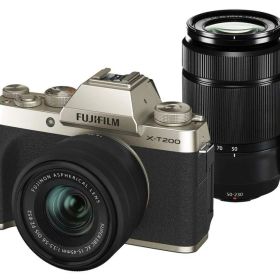 【中古】富士フイルム(FUJIFILM) ミラーレス一眼カメラ X-T200ダブルズームレンズキット シャンパンゴールド X-T200WZLK-G