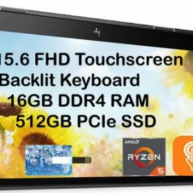 HP Envy x360 2 in 1 15.6インチ FHD タッチスクリーン ビジネスノートパソコン AMD Ryzen 5 5500U 6コア (最大4GHz Beat i7-7500U) 16GB RAM 512GB PCIe SSD