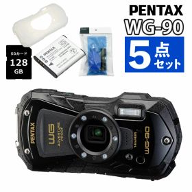 （レビュー特典あり）ペンタックス デジタルカメラ ブラック WG-90 ブラック 黒 防水 防塵 防滴 アウトドア リコー PENTAX（プロテクター・SD・バッテリー・クリーナー付き）（.QL）