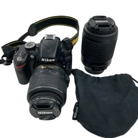 186000 動作未確認 Nikon ニコン 一眼レフカメラ ダブルレンズ 望遠レンズ D3200 ブラック