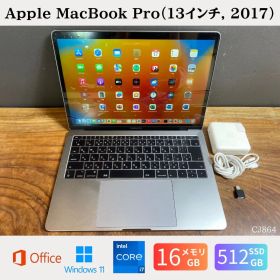 ［新品バッテリー/良品］Apple MacBook Pro（13インチ, 2017）/ Core i7 / メモリ16GB / SSD512GB / Windows11 / Office2024 / CJ864