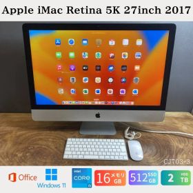 ［高性能/美品］ iMac 27インチ 2017 Retina5K / i5 3.8GHz /16GB / SSD512GB+2TB / Radeon580 /Office2024/windows/CJ703-3