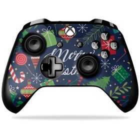MightySkins Microsoft Xbox One X Controller 用ビニールスキン「Merry Christmas」保護デカールラップ 着脱簡単