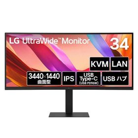 LG USB-C対応 PCモニター UltraWide Monitor ［34型 / UWQHD(3440×1440) / ワイド / 曲面型 / 100Hz］ 34U650A-B