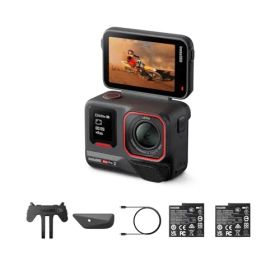 N◆Insta360 Ace Pro 2 デュアルバッテリーキット-SDカードなし ライカとの共同開発による防水仕様の8Kアクションカメラ。1/1.3インチセンサー、デュアルAIチップ 暗所性能 オーディオ、フリップ式スクリーン＆AI編集でV d0a2fedf