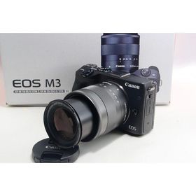 Canon EOS M3 レンズセット ブラック 美品 SDカード ストラップ付 動作確認済み 1ヶ月保証付 小型軽量 ミラーレス
