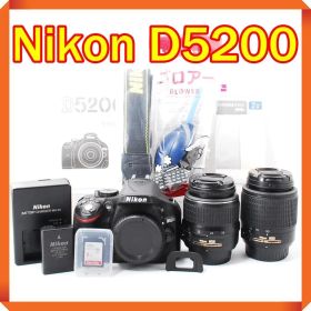 シャッター新品級 Nikon D5200 一眼レフカメラ 望遠レンズ スマホ転送
