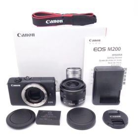 【極上品】キヤノン Canon ミラーレス一眼カメラ EOS M200 標準ズームキット ブラック [W2607030A]