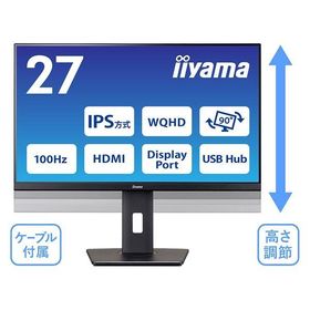 iiyama 液晶ディスプレイ ２７型／２５６０×１４４０／ＨＤＭＩ、ＤｉｓｐｌａｙＰｏｒｔ XUB2792QSU-B6（直送品）