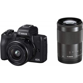 【中古】 キヤノン Canon EOS Kiss M ブラック ダブルズームキット 当店保証30日間 人気 ミラーレス 一眼レフ 交換レンズ カメラ
