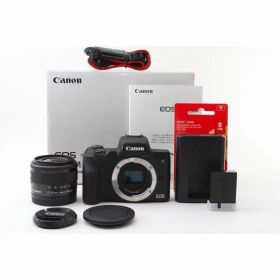 【中古】キヤノン Canon EOS Kiss M ブラックレンズキット 美品 Wi-Fiで当店保証30日間 人気モデル 高画質 売れ筋