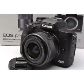 【中古】【1ヶ月保証】 キヤノン Canon EOS Kiss M レンズキット ブラック ミラーレス一眼