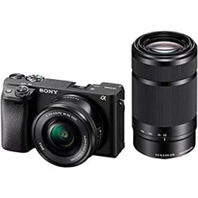 【中古】【39shop】ソニー★ミラーレス一眼 α6400 ダブルズームレンズキット SELP1650 F3.5-5.6+SEL55210 F4.5-6.3 SEL55210 ブラック ILCE-6400Y B【望遠レンズ付（良い）