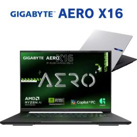 【ポイント最大28倍】【 copilo+PC 】GIGABYTE 16インチ ゲーミングノートパソコン AERO X16 AMD Ryzen AI 7 350 メモリ 32GB SSD 1TB GPU NVIDIA GeForce RTX 5070 Windows 11 pro 軽量 WQXGA 165Hz ギガバイト ノートパソコン 新品 1WH93JPC64DP 【代引・時間指定不可】