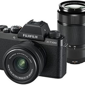 【中古】FUJIFILM ミラーレス一眼カメラ X-T100ダブルズームレンズキット ブラック X-T100WZLK-B当店保証30日間 人気モデル 高画質 売れ筋