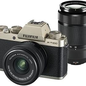 【中古】 FUJIFILM ミラーレス一眼カメラ X-T100ダブルズームレンズキット シャンパンゴールド X-T100WZLK-G 当店保証30日間 人気 ミラーレス 一眼レフ 交換レンズ カメラ
