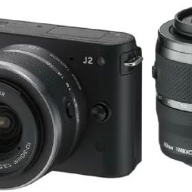 【中古】Nikon ミラーレス一眼カメラ Nikon 1 (ニコンワン) J2 ダブルズームキット ブラック N1J2WZBK