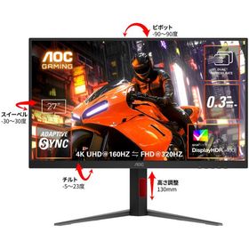 AOC Fast IPSパネル採用 4K対応27型ゲーミング液晶ディスプレイ 160〜320Hz U27G4/11