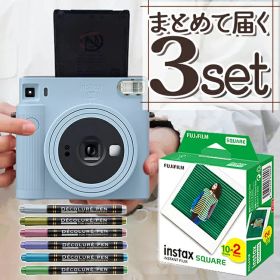 【チェキ フィルム20枚＆デコペンセット】 富士フイルム チェキスクエア instax SQUARE SQ1(SQ-1) グレイシャーブルー チェキ カメラ スクエア型 ましかくチェキ 真四角チェキ 水色 ブルー おしゃれ 可愛い スクエアチェキ 四角（富士フィルム フジフイルム）（.QL）