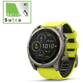 GARMIN｜ガーミン fenix 8（フェニックス 8）Sapphire Dual Power 51mm GPSスマートウォッチ Ti / Amp Yellow 010-02907-51【Suica対応】