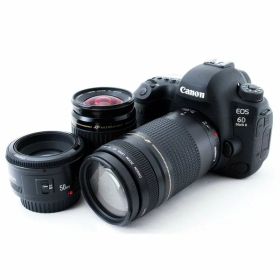 【中古】 キヤノン Canon EOS 6D Mark II 標準&超望遠＆単焦点トリプルレンズセット 当店保証30日間 人気 ミラーレス 一眼レフ 交換レンズ カメラ