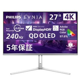 PHILIPS 27M2N8800/11 EVNIA 240Hz対応4K OLEDゲーミングディスプレイ （27型/ 3840×2160/ HDMI、DP/ ホワイト/ スピーカーあり/ 5年間フル保証）