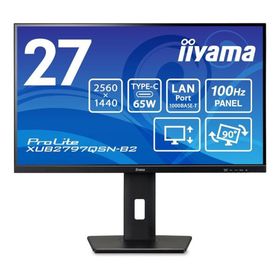 iiyama イイヤマ モニター ProLite XUB2797QSN-B2 ( 27型 WQHD 非光沢 DP HDMI USB-C 有線LAN 昇降 チルト ピボット スイベル 内臓スピーカー VESA 3年間保証 )