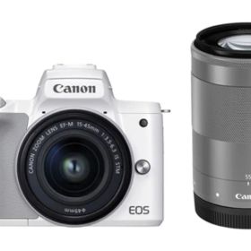 【保証開始日 2025年12月13日】【他店印付/在庫あり】Canon EOS Kiss M2 ダブルズームキット ホワイト ミラーレス カメラ キヤノン