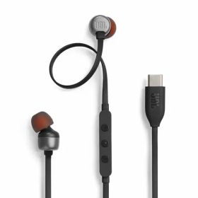 JBL TUNE310C USB Type-C 接続 イヤホン 96kHz/24bit DAC内蔵/通話可能マイク付き3ボタンリモコン/フラットケーブル/3種のプリセットイコライザー搭載/ハイレゾ/9mm径ダイナミックドライバー/ブラック/JBLT310CBe