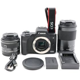シャッター数1000枚 Canon EOS Kiss M2 ダブルズームキット ブラック ミラーレス一眼カメラ