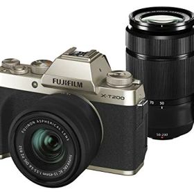 【中古】「非常に良い」富士フイルム(FUJIFILM) ミラーレス一眼カメラ X-T200ダブルズームレンズキット シャンパンゴールド X-T200WZLK-G