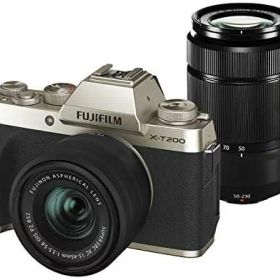 【中古】FUJIFILM ミラーレス一眼カメラ X-T200ダブルズームレンズキット シャンパンゴールド X-T200WZLK-G当店保証30日間 人気モデル 高画質 売れ筋